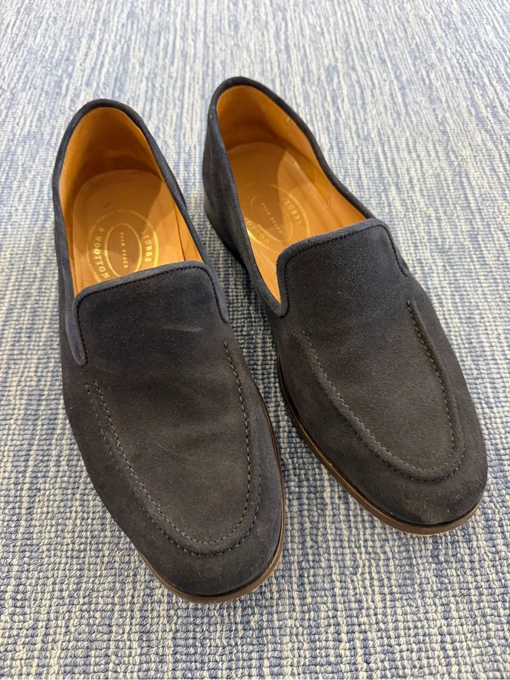 Stubbs & Wooten Venetian Navy Suede Loafers